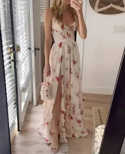 Gunnhild | Floral Wedding Guest A-Line Maxi Dress for Women