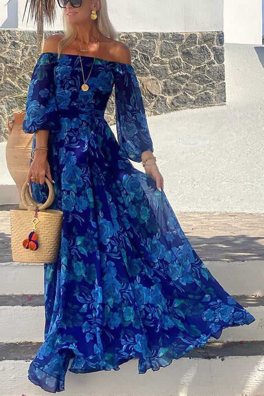 Cosette | Floral Wedding Guest Off-Shoulder Maxi Dress for Women