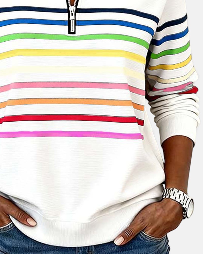 Iris | Striped Half-Zip Sweatshirt for Women