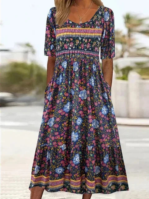 Alaia | Boho Print A-Line Midi Dress for Women