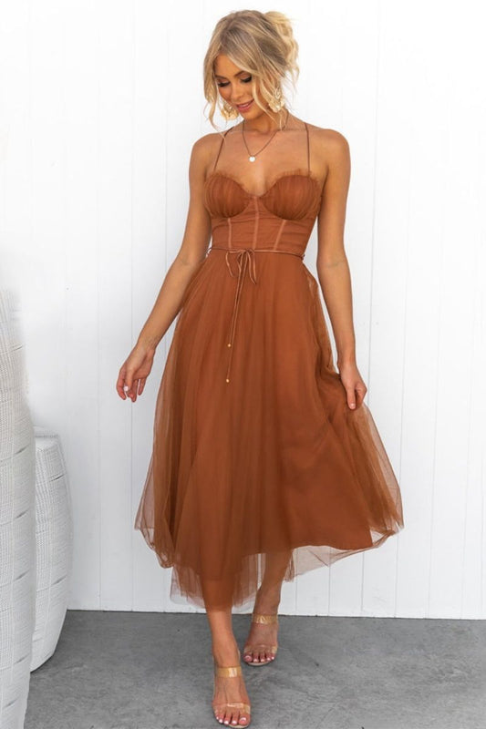 Lana | Tulle Midi Dress with Sweetheart Neckline for Women