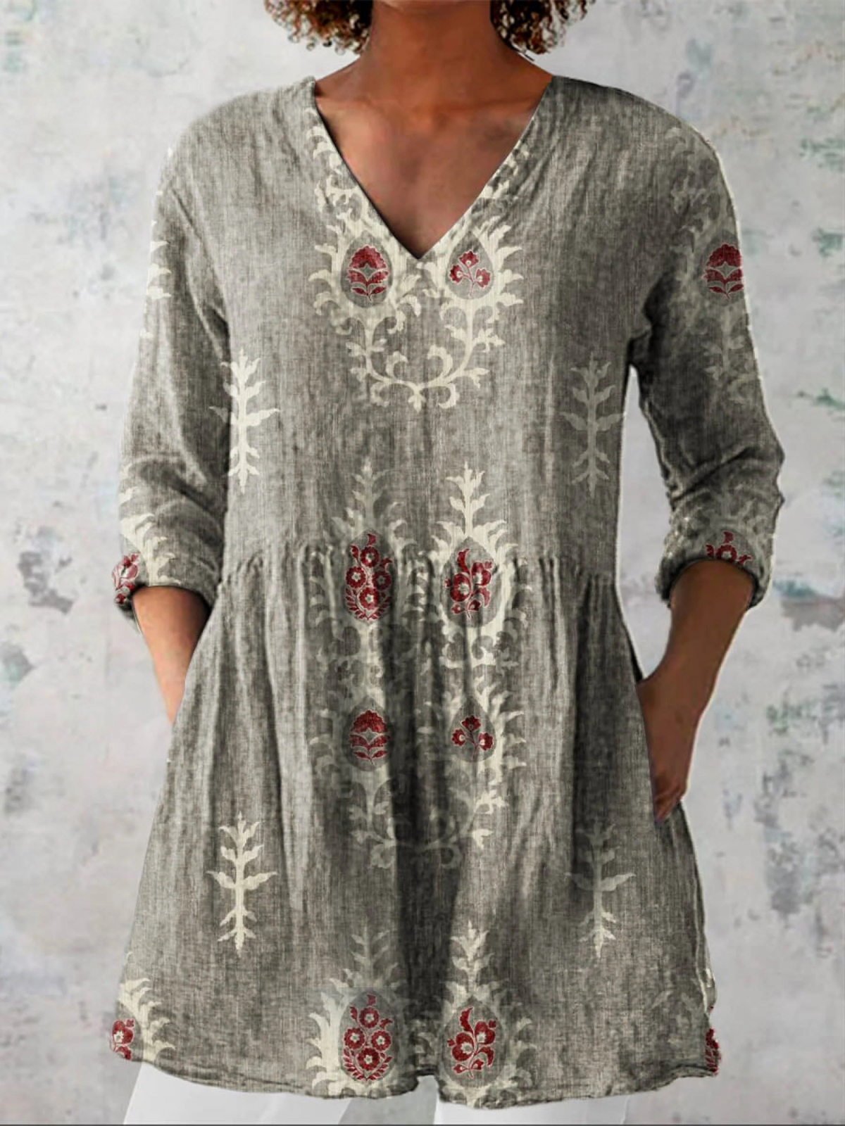 Maeve | Embroidered V-Neck Tunic Shirt for Women