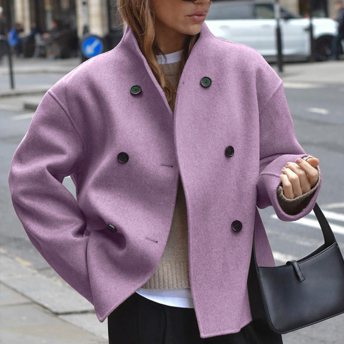 Bini | Stand Collar Long Sleeve Coat