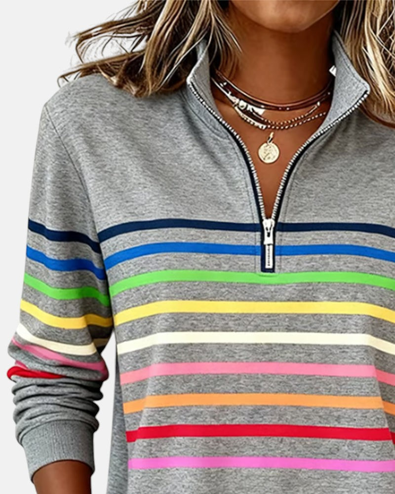 Iris | Striped Half-Zip Sweatshirt for Women