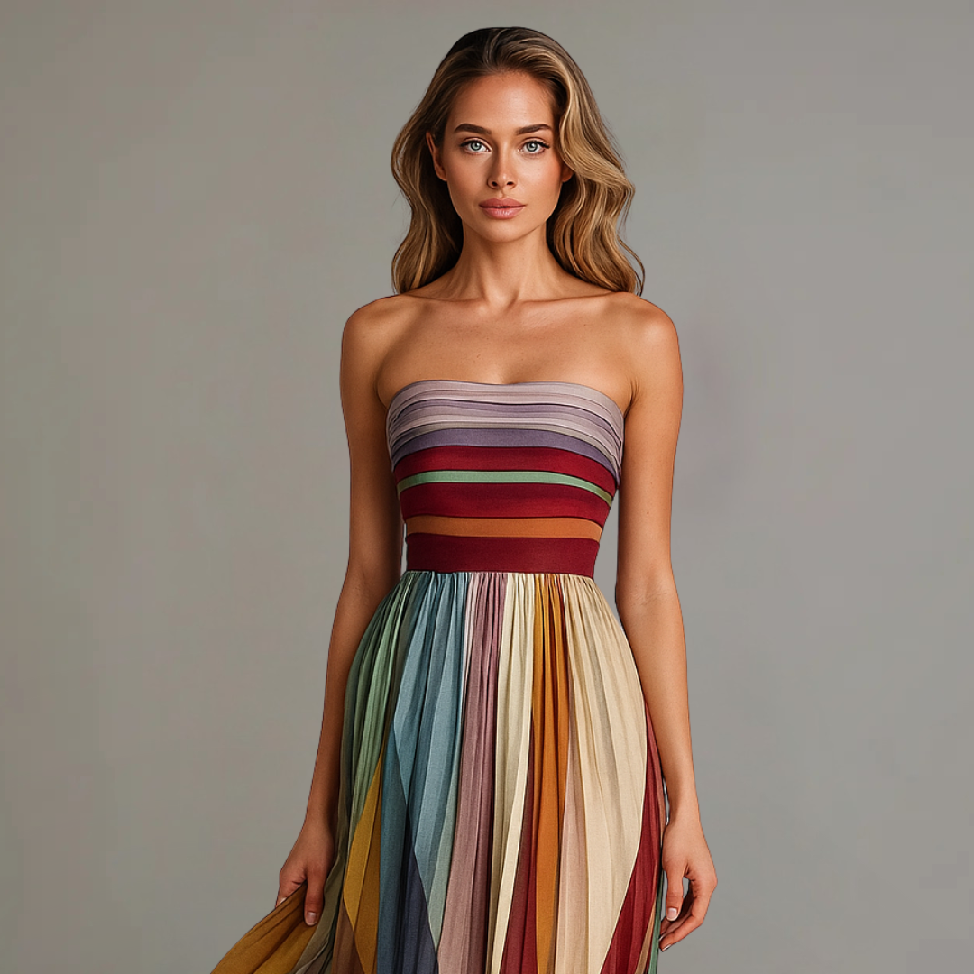 Cesca | Pleated Maxi Strapless Dress for Women