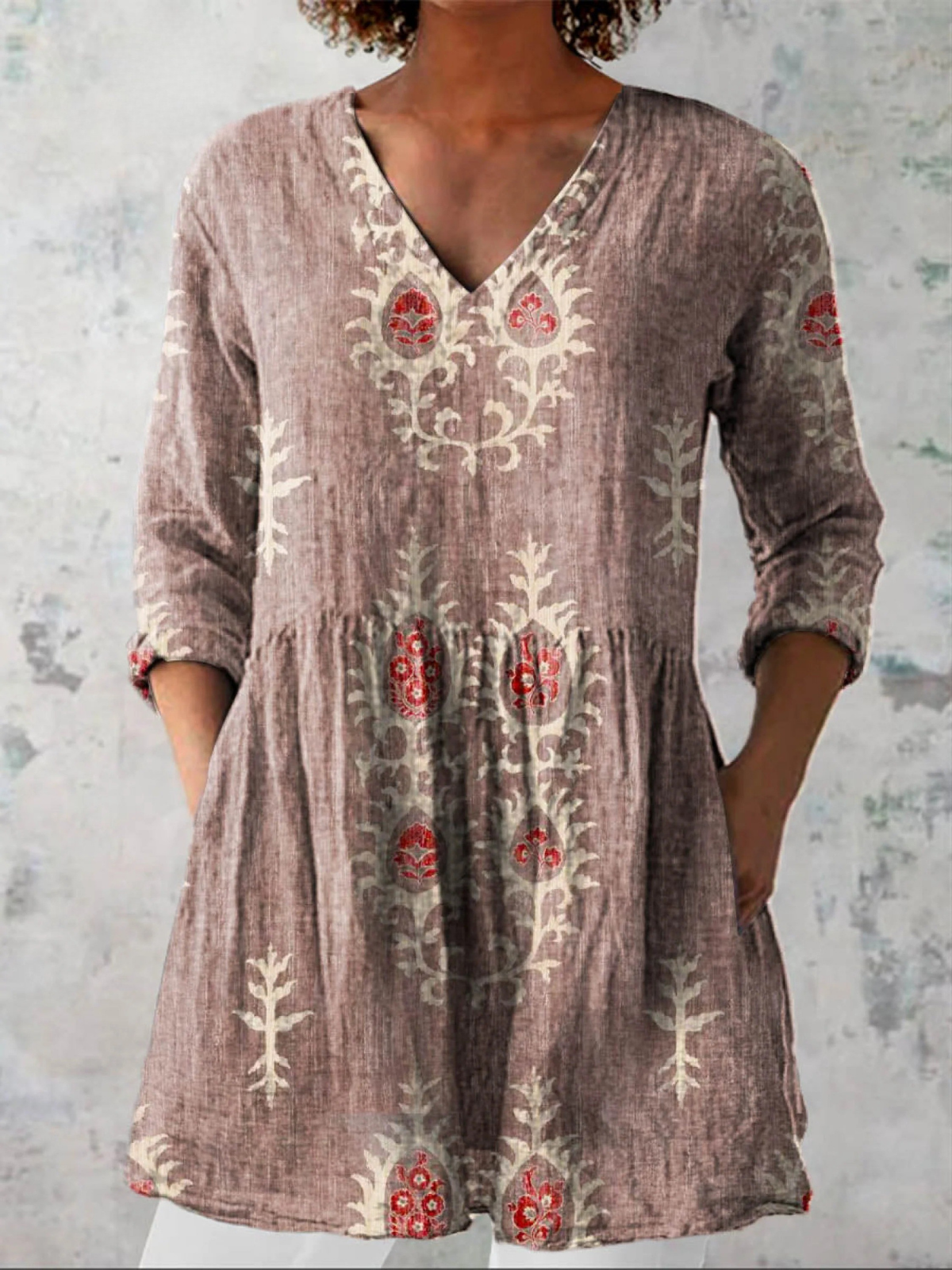 Maeve | Embroidered V-Neck Tunic Shirt for Women
