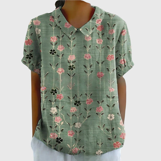 Jenna | V-Neck Short Sleeve Floral Blouse for Women