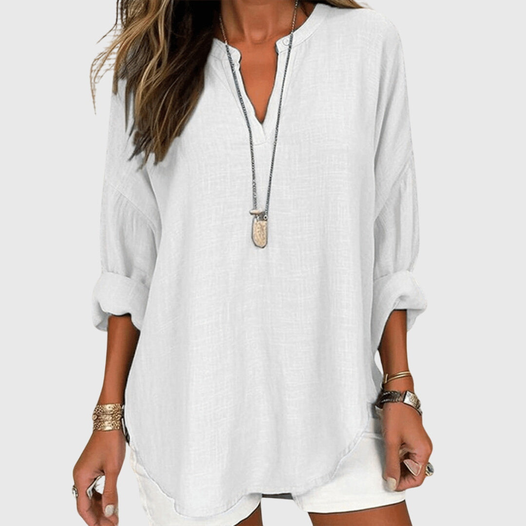 Eglantine | Tunic Shirt with V-Neck and Long Sleeves for Women