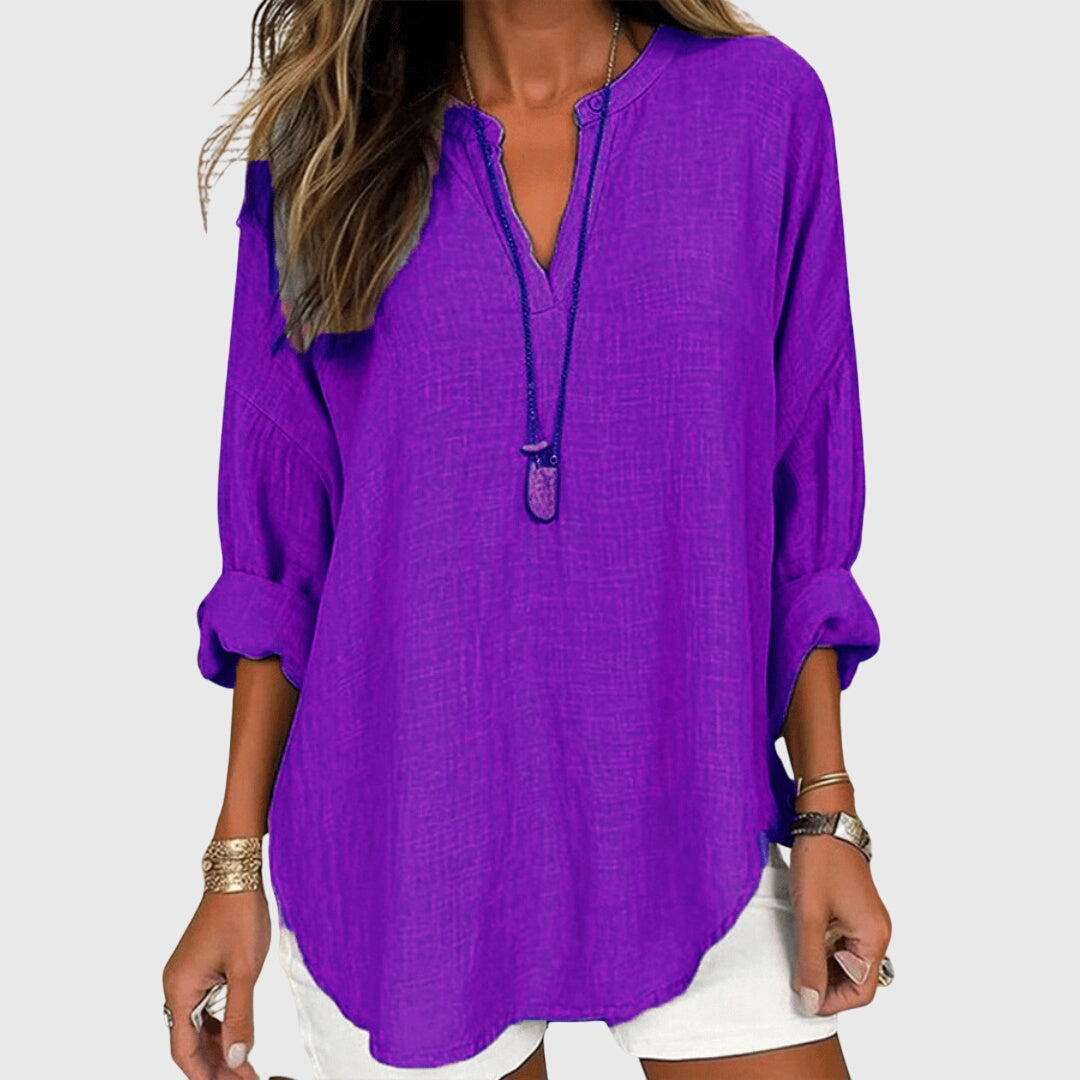 Eglantine | Tunic Shirt with V-Neck and Long Sleeves for Women