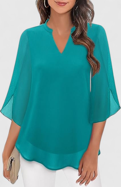 Olalla | V-Neck Bell Sleeve Tunic Blouse for Women