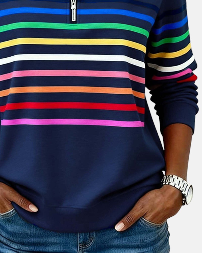 Iris | Striped Half-Zip Sweatshirt for Women