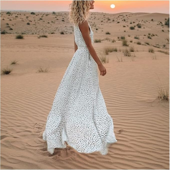 Catherine | Boho Sleeveless V Neck Maxi Dress