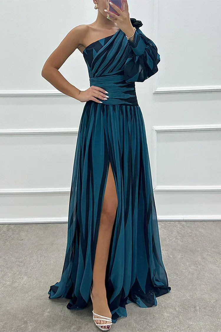 Cordelia | Striped Wedding Guest One-Shoulder Maxi Dress for Women