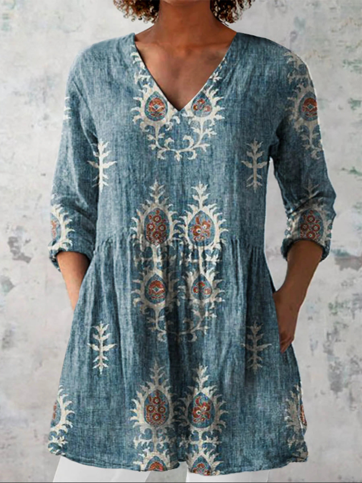 Maeve | Embroidered V-Neck Tunic Shirt for Women