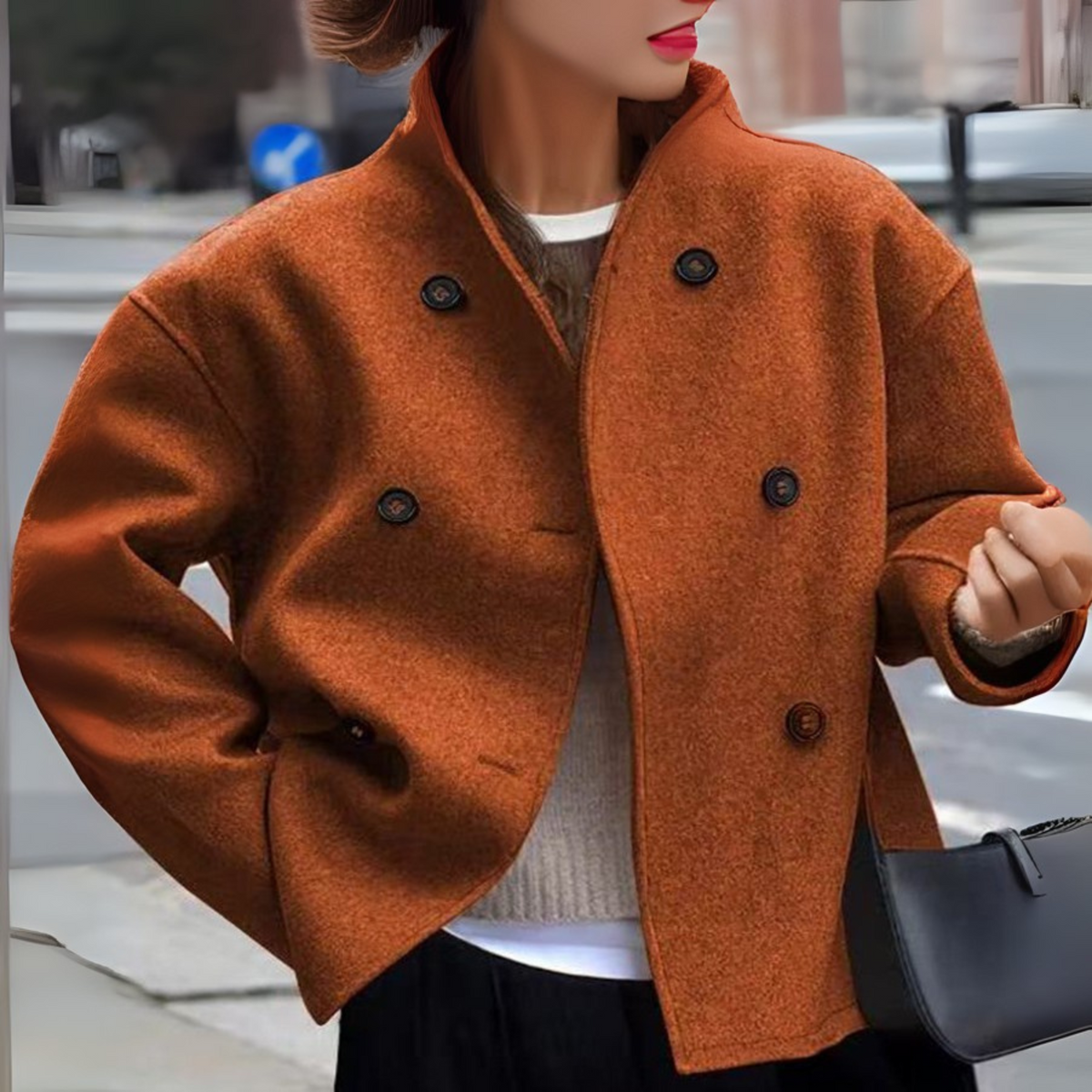 Bini | Stand Collar Long Sleeve Coat