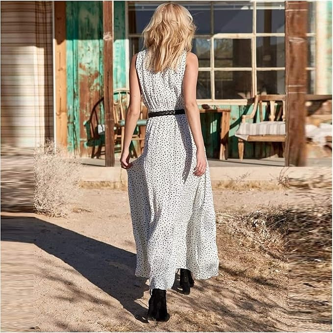 Catherine | Boho Sleeveless V Neck Maxi Dress