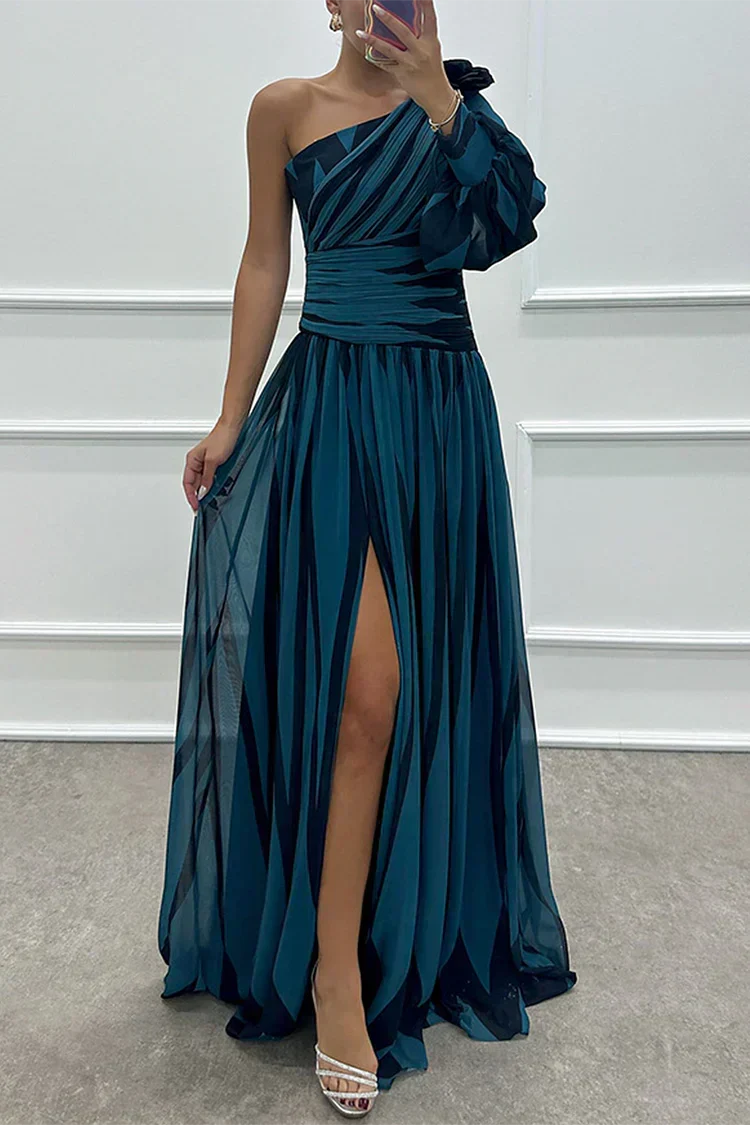Cordelia | Striped Wedding Guest One-Shoulder Maxi Dress for Women