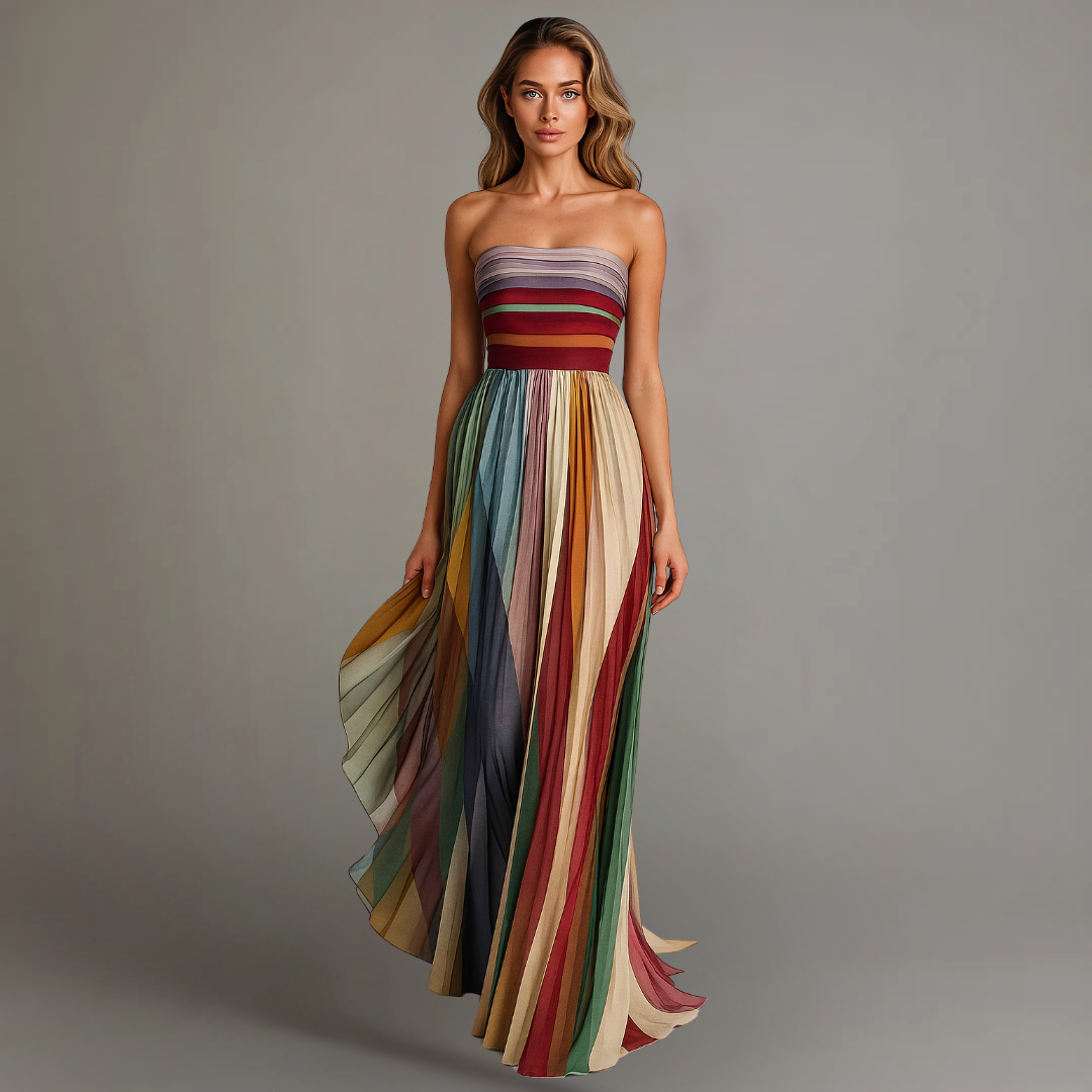 Cesca | Pleated Maxi Strapless Dress for Women
