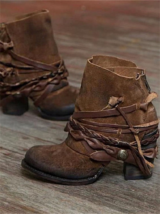 Genevieve | Lace-Up Braided Ankle Boots for Women