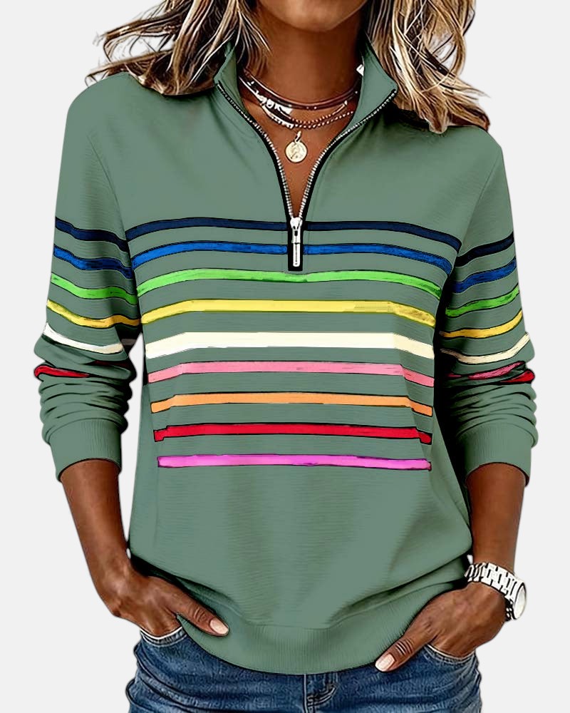 Iris | Striped Half-Zip Sweatshirt for Women