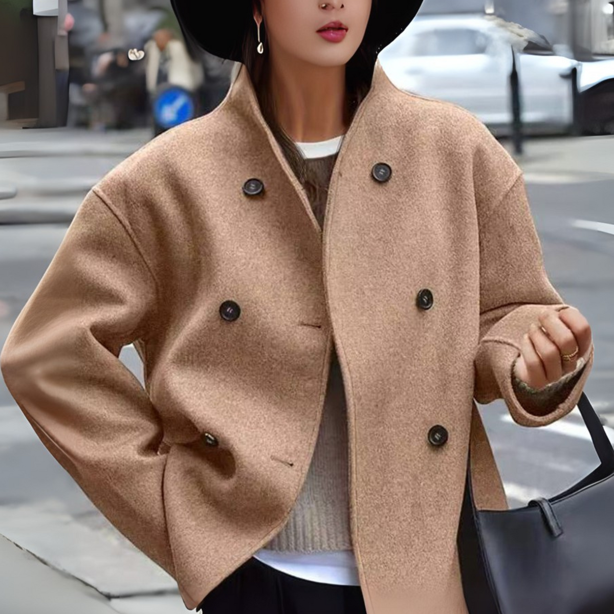 Bini | Stand Collar Long Sleeve Coat