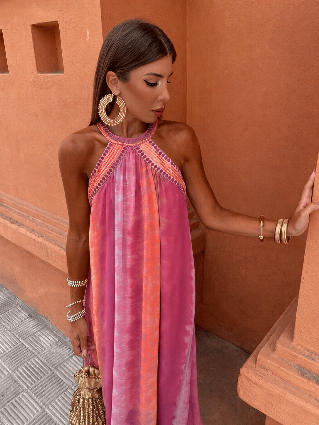 Alvina | Wedding Guest Halterneck Maxi Dress for Women