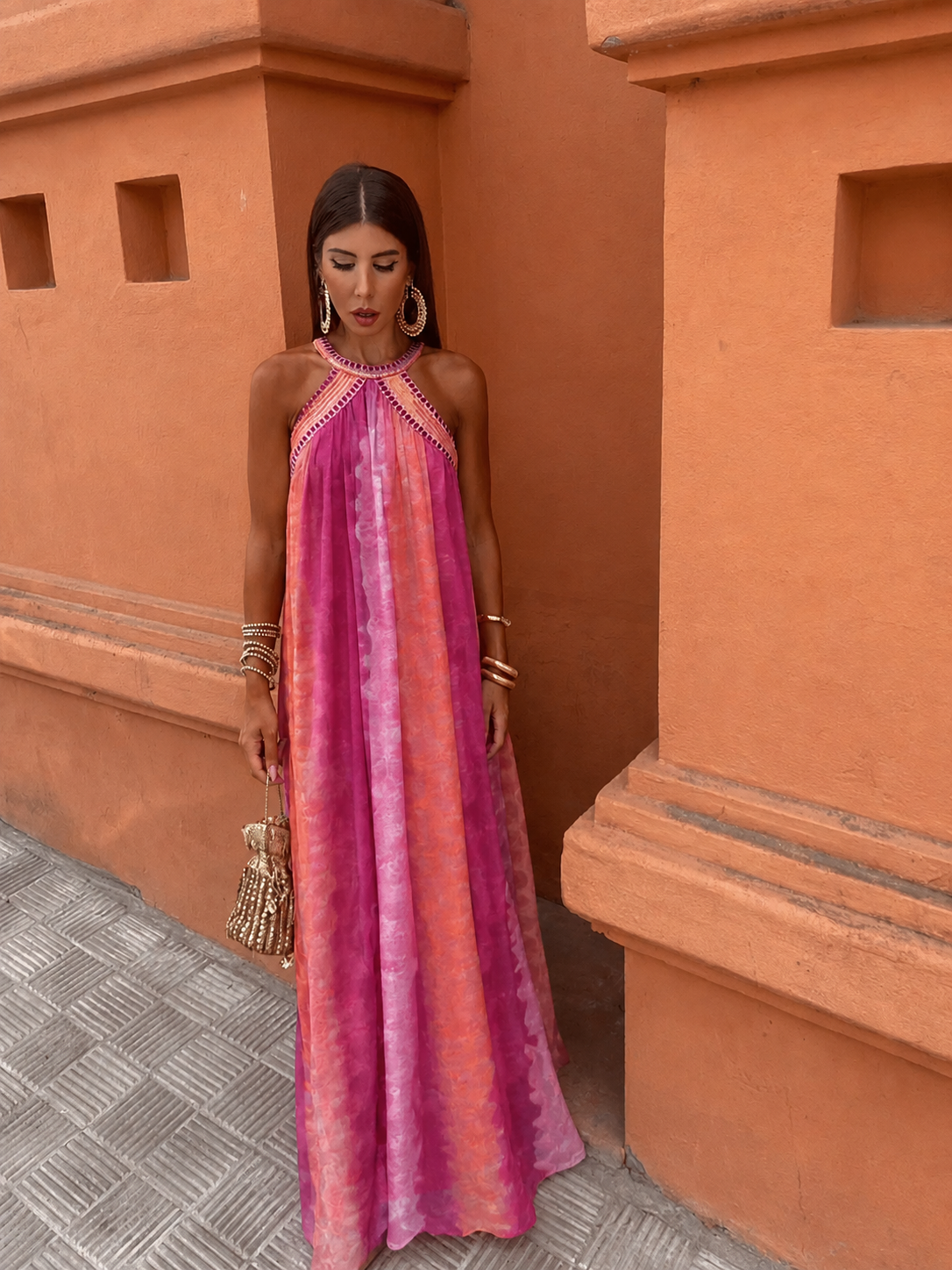 Alvina | Wedding Guest Halterneck Maxi Dress for Women