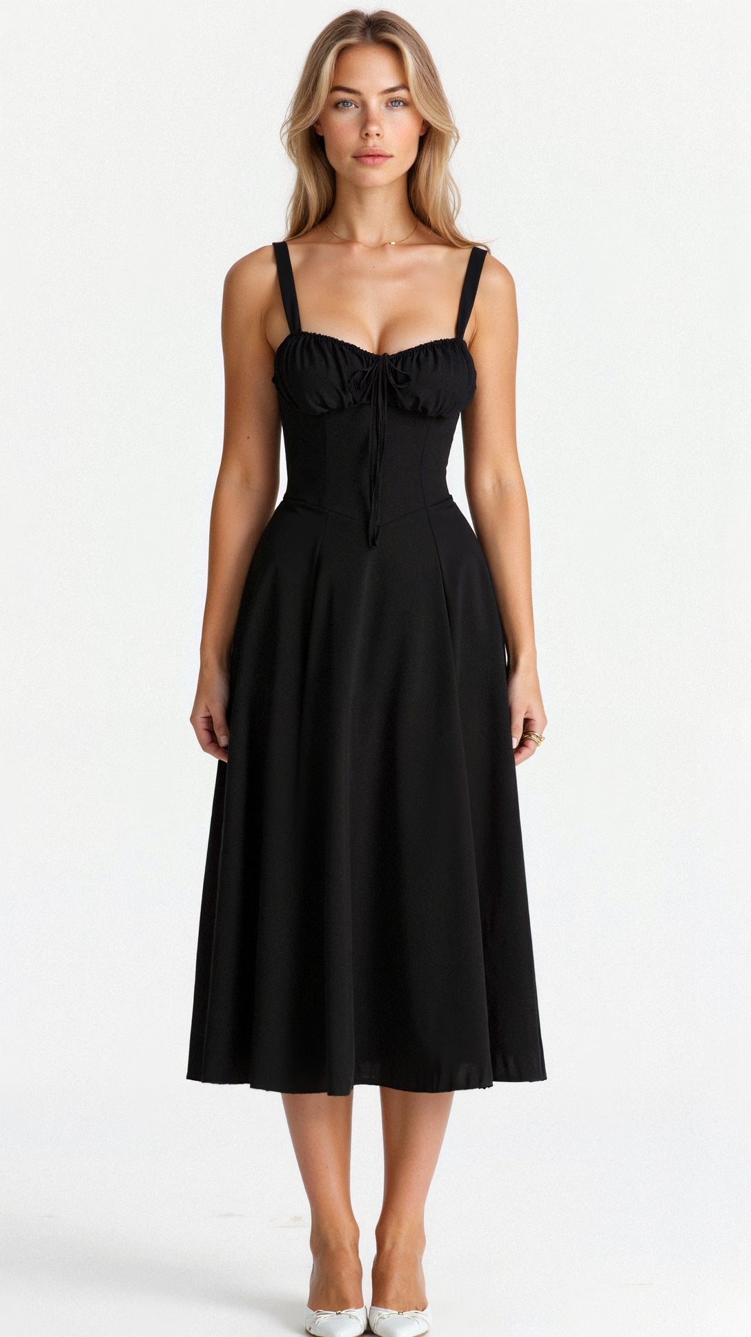Thea | Floral Midi Dress with Sweetheart Neckline for Women