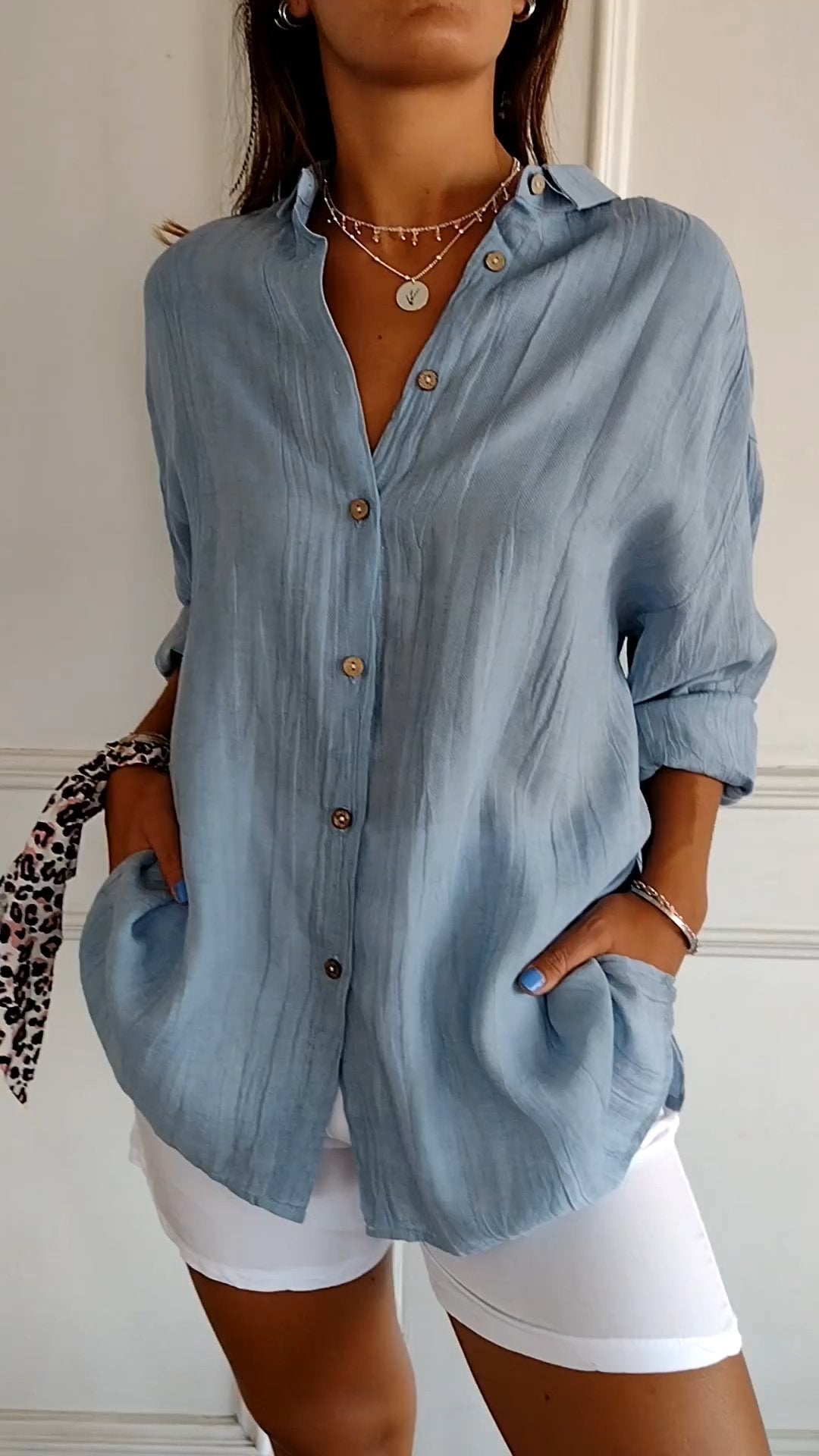 Oversized Button-Down Shirt for Women