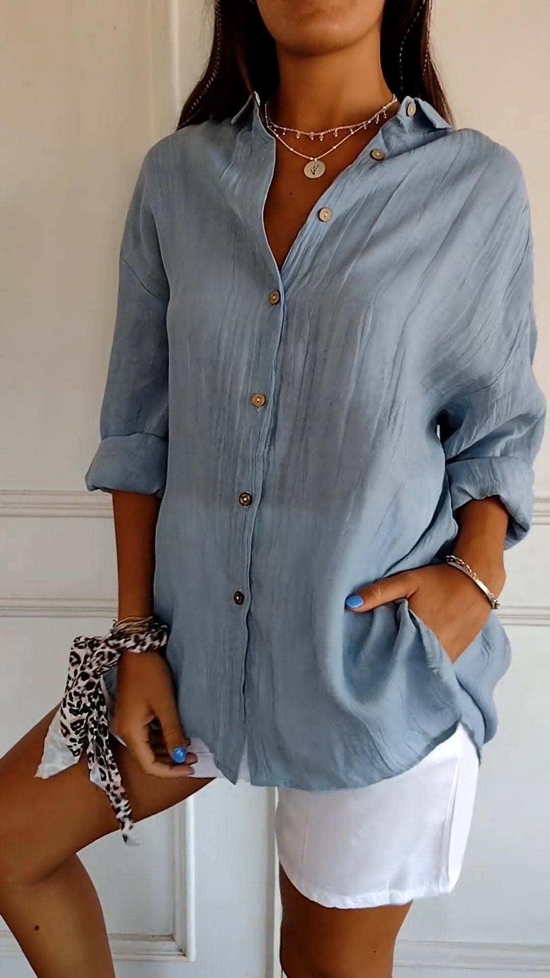 Oversized Button-Down Shirt for Women