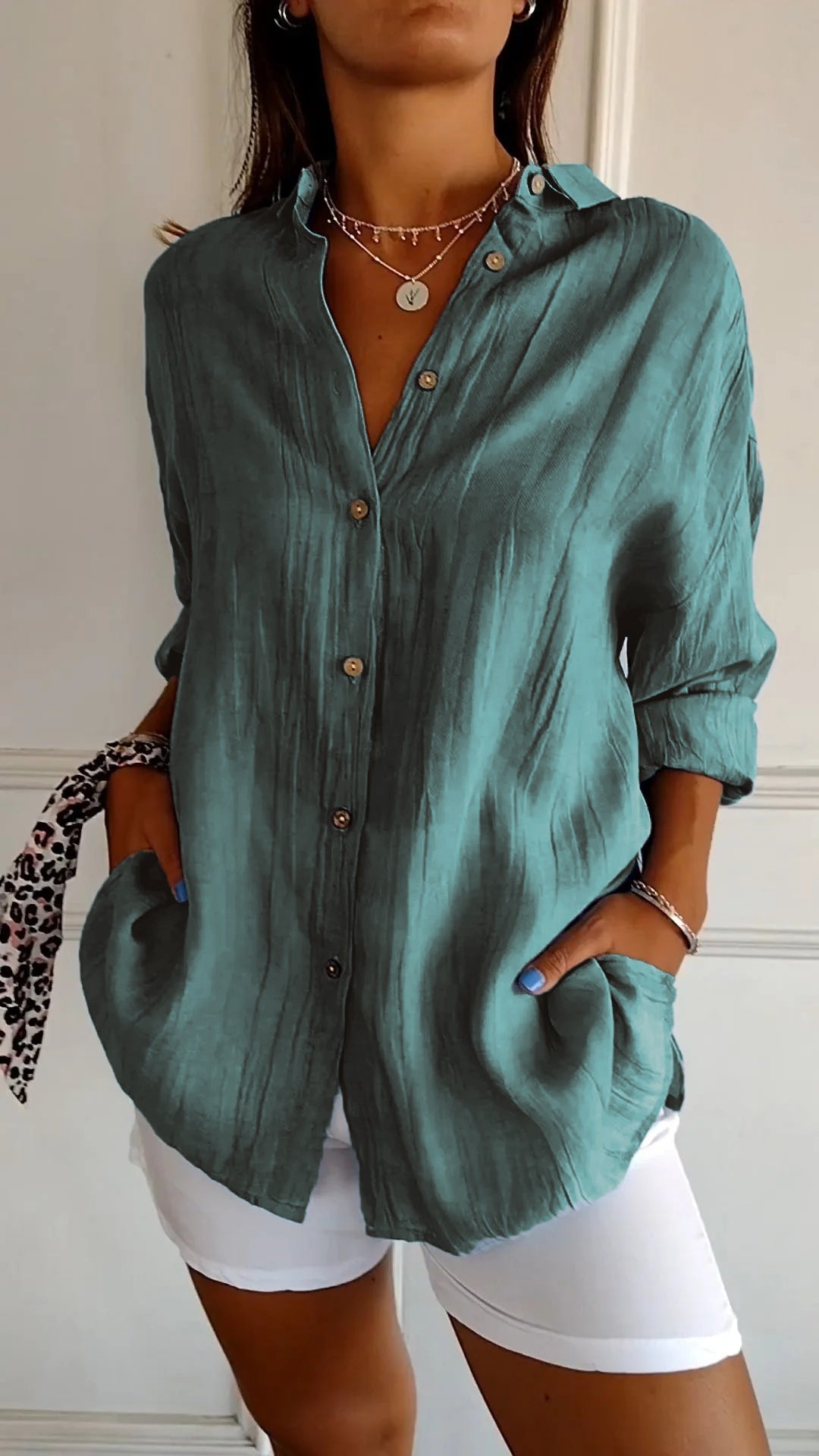Oversized Button-Down Shirt for Women