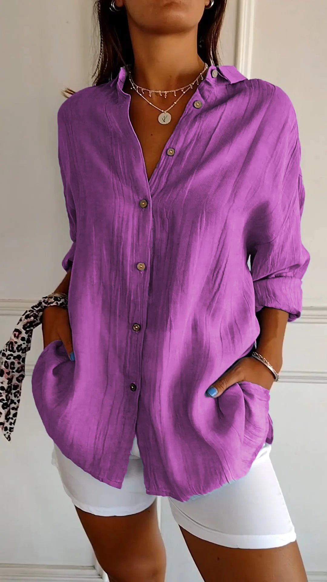 Oversized Button-Down Shirt for Women