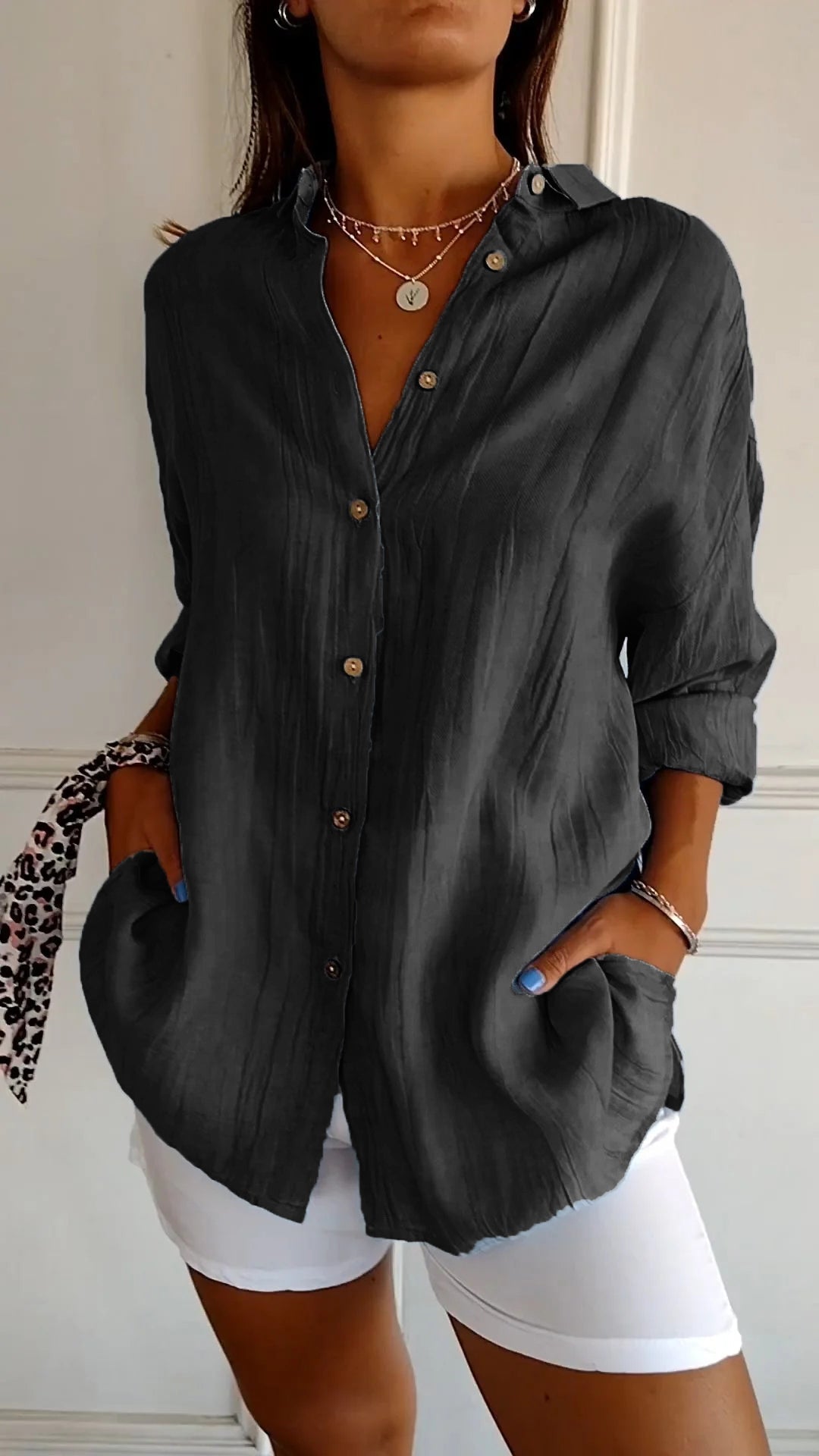 Oversized Button-Down Shirt for Women