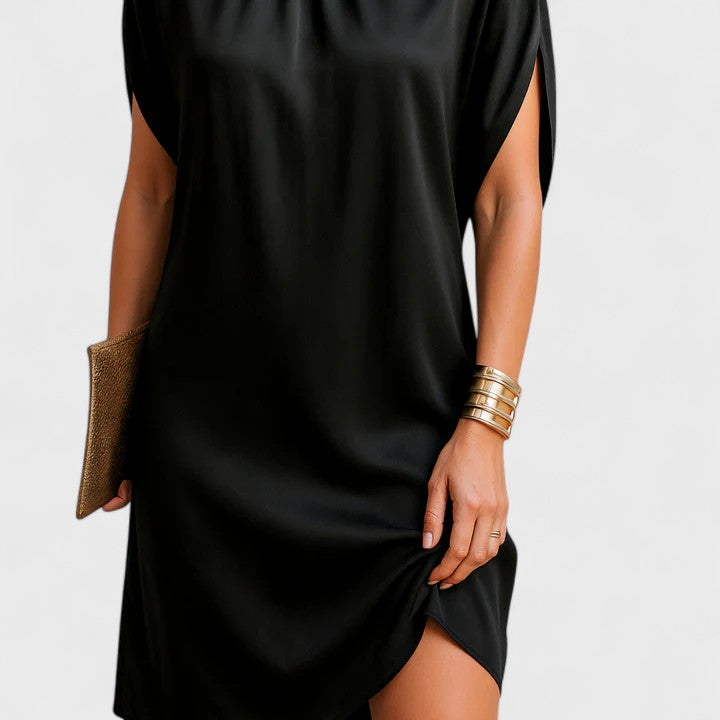 Aiyana | Mock Neck Short Sleeve Shift Dress for Women