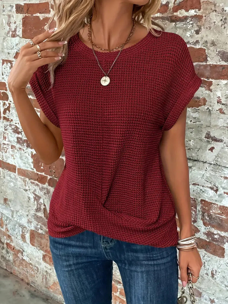 Pearl | Waffle Knit Short Sleeve Top for Women