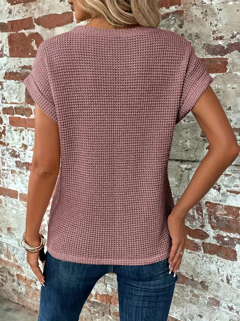 Pearl | Waffle Knit Short Sleeve Top for Women