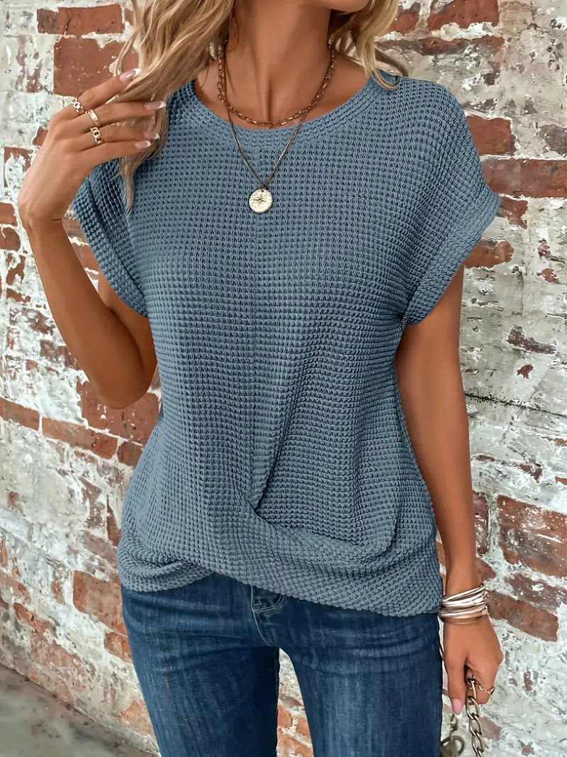 Pearl | Waffle Knit Short Sleeve Top for Women
