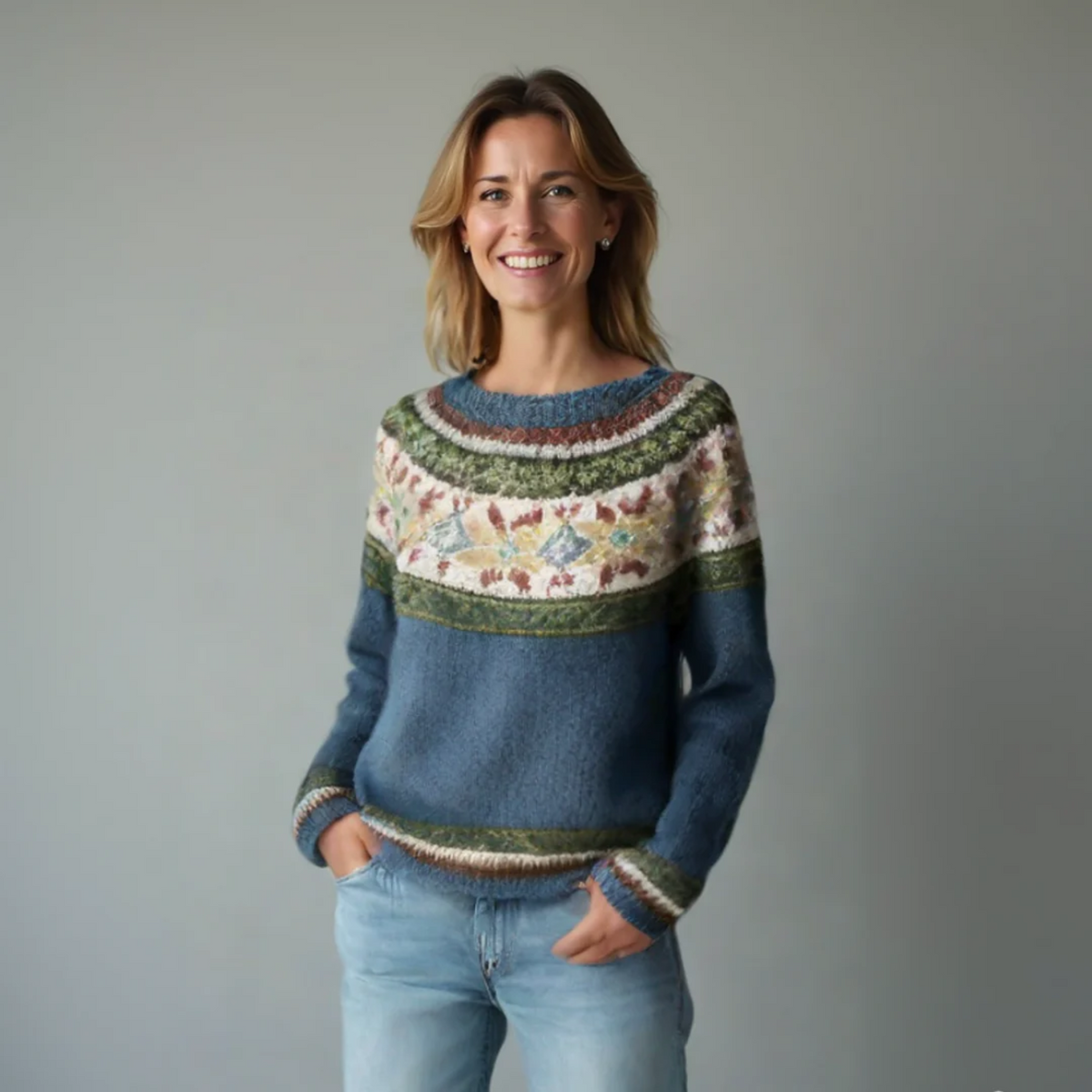 Selene | Crew Neck Ribbed Knit Sweater for Women