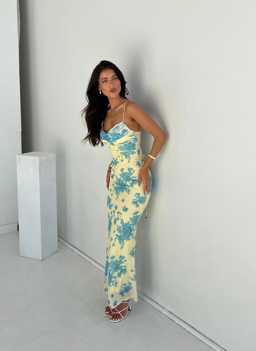 Pelagia | Floral Wedding Guest Maxi Dress with Camisole for Women