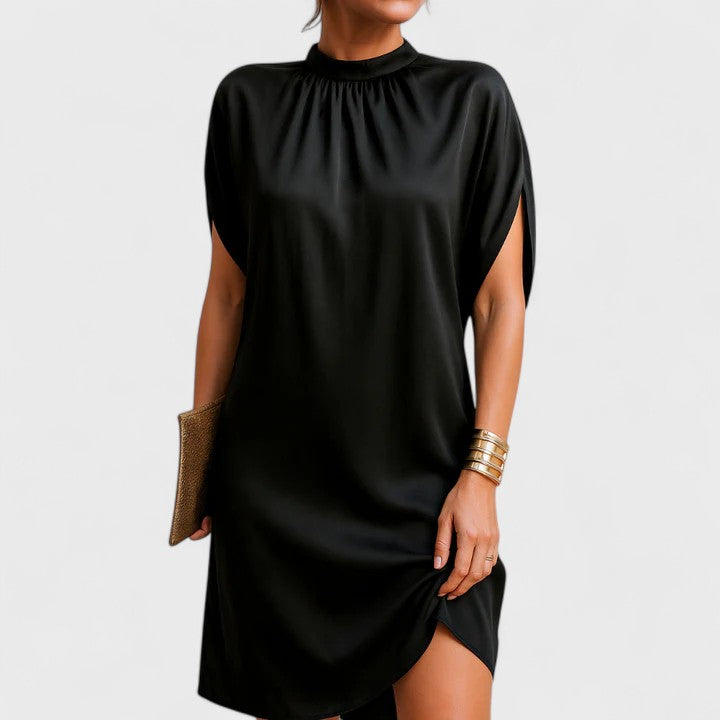 Aiyana | Mock Neck Short Sleeve Shift Dress for Women