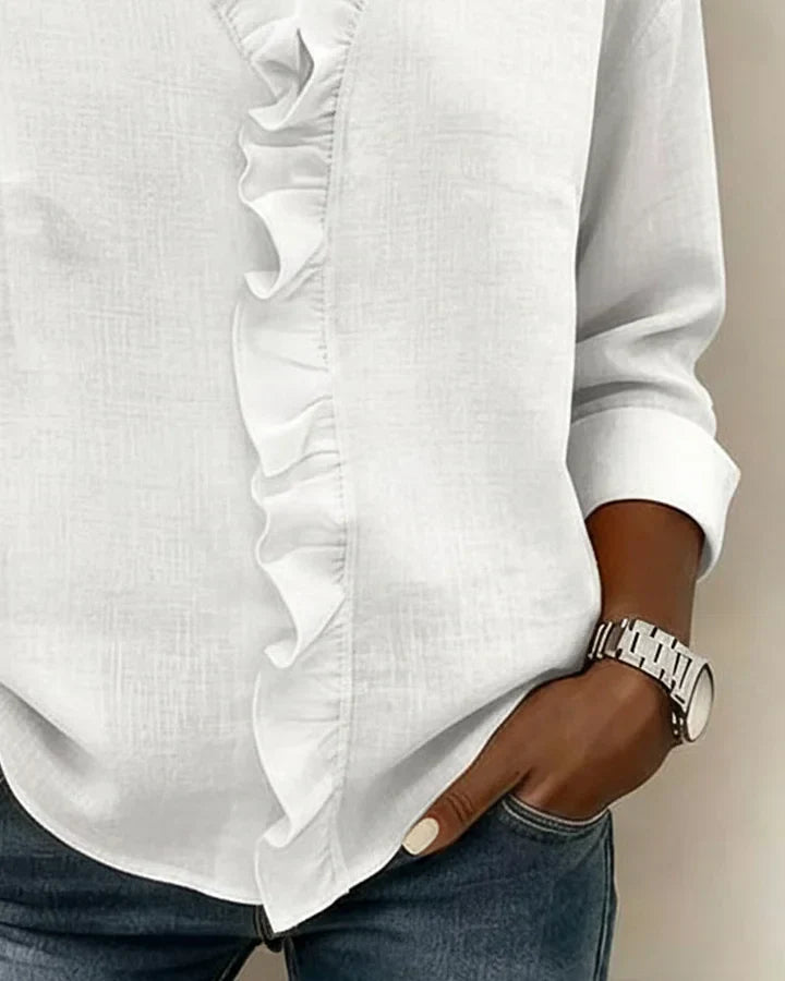 Livia | Ruffled Blouse with V-Neck for Women