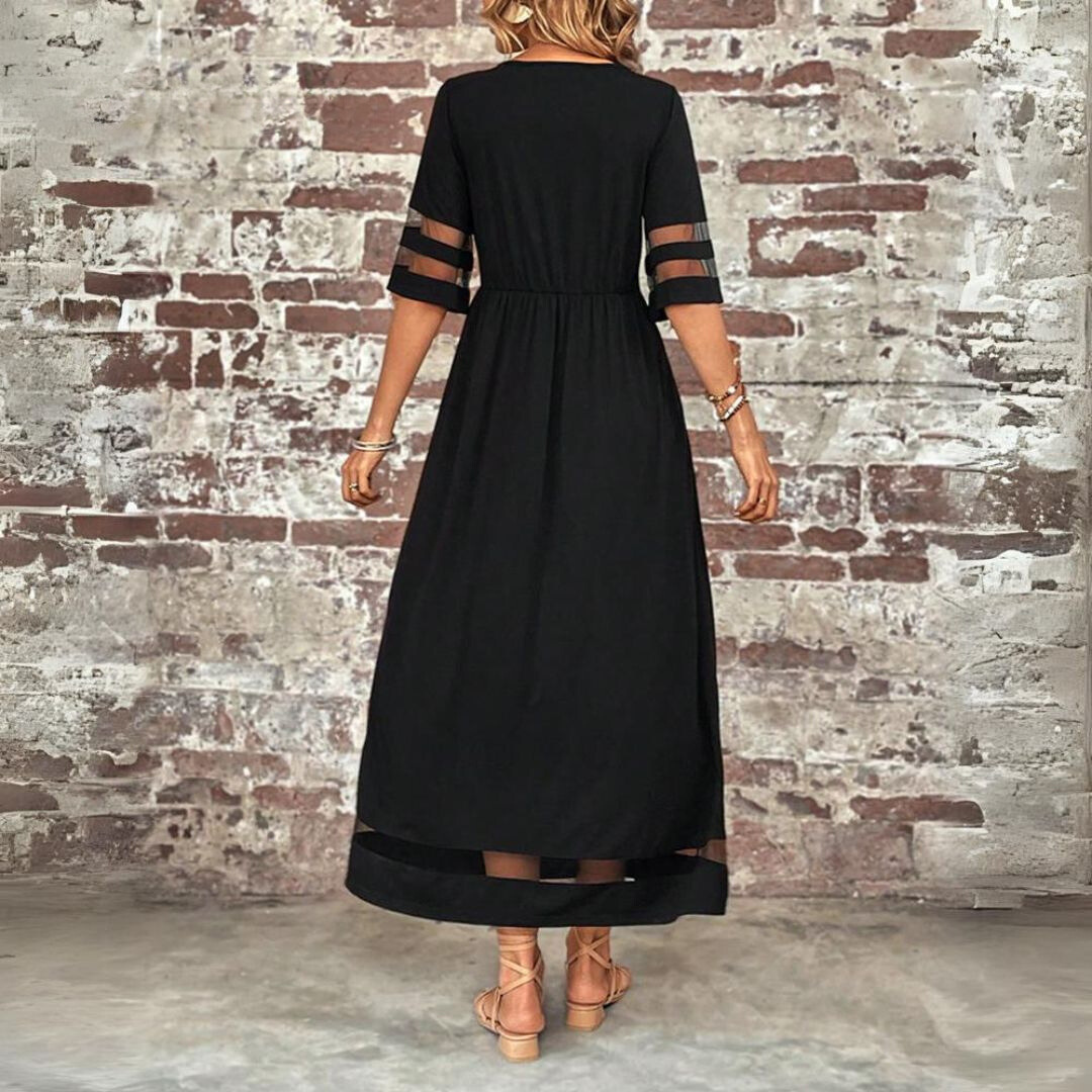 Marlowe | Mesh Panel A-Line Maxi Dress for Women