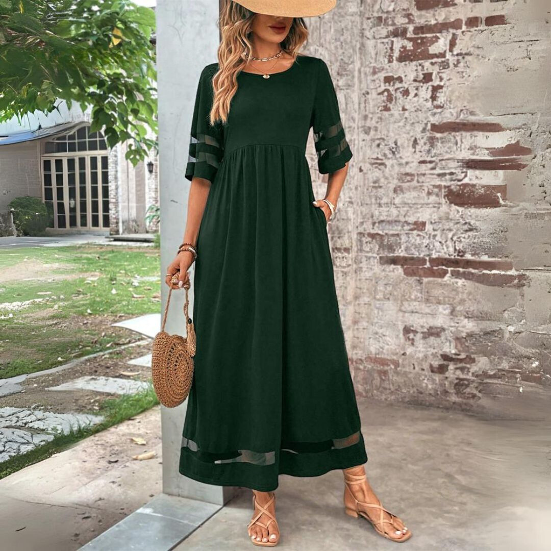 Marlowe | Mesh Panel A-Line Maxi Dress for Women