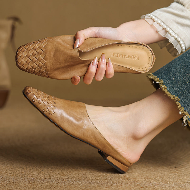 Georgia | Woven Leather Mules for Women