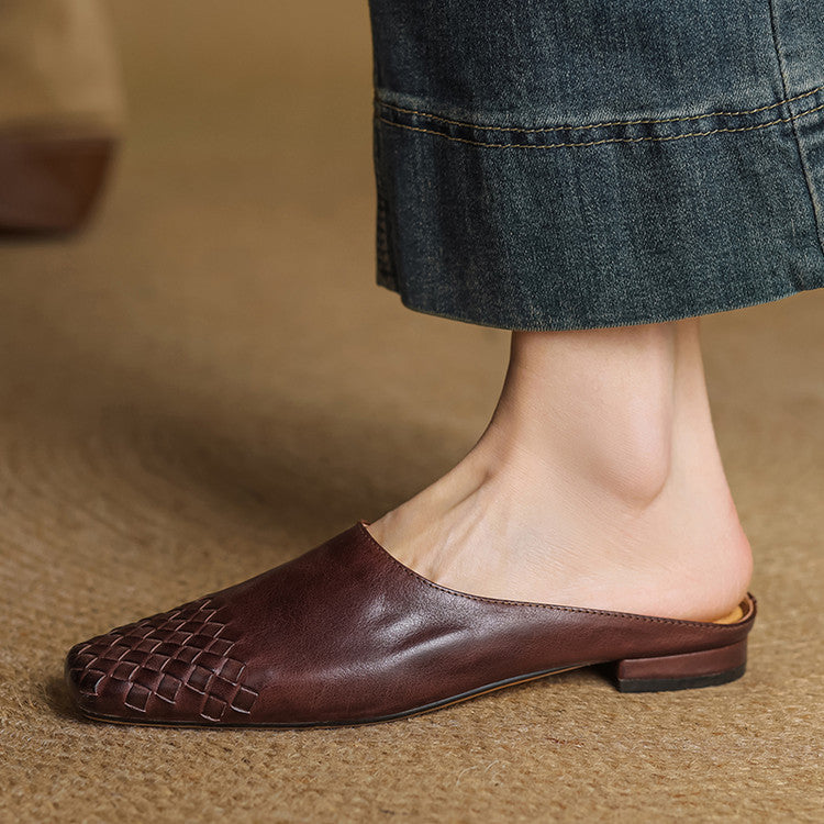 Georgia | Woven Leather Mules for Women