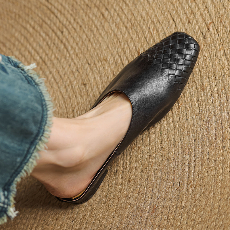 Georgia | Woven Leather Mules for Women