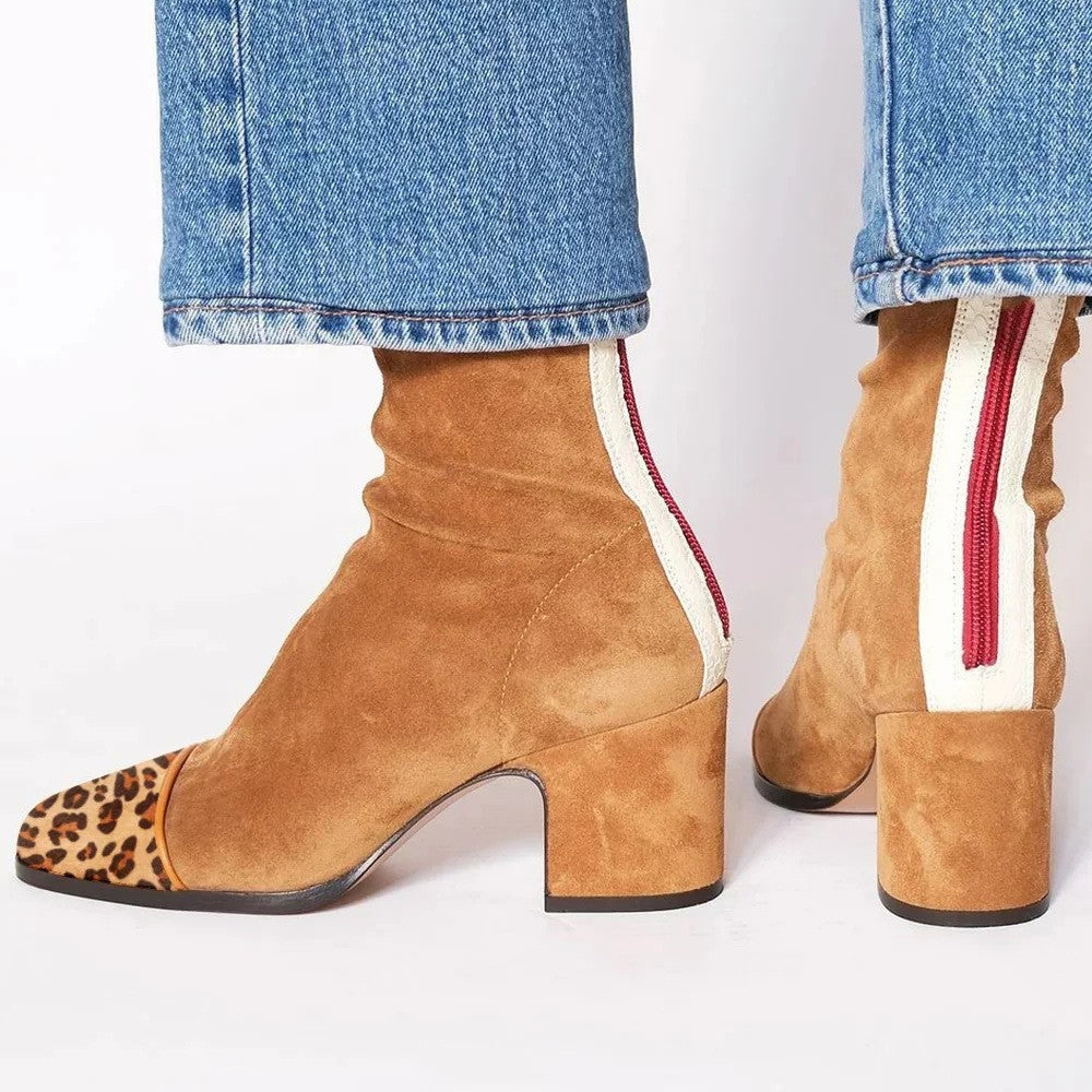 Fabienne | Square Toe Block Heel Boots for Women