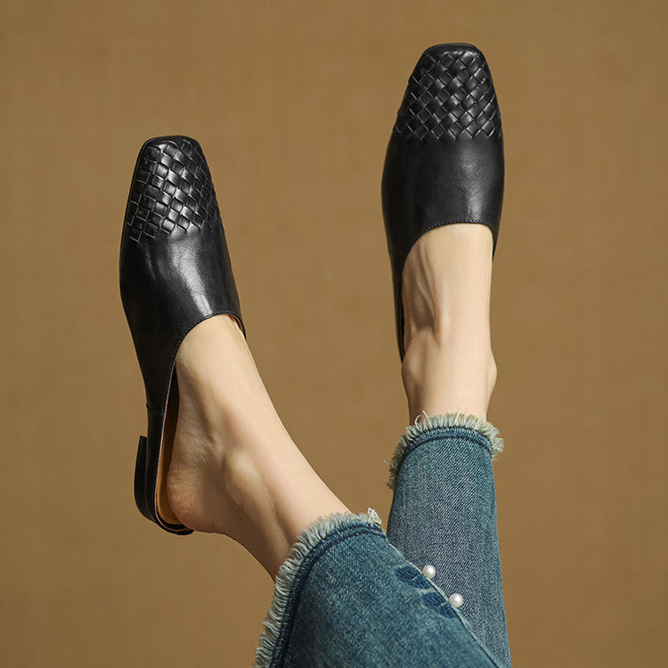 Georgia | Woven Leather Mules for Women