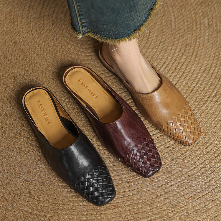 Georgia | Woven Leather Mules for Women
