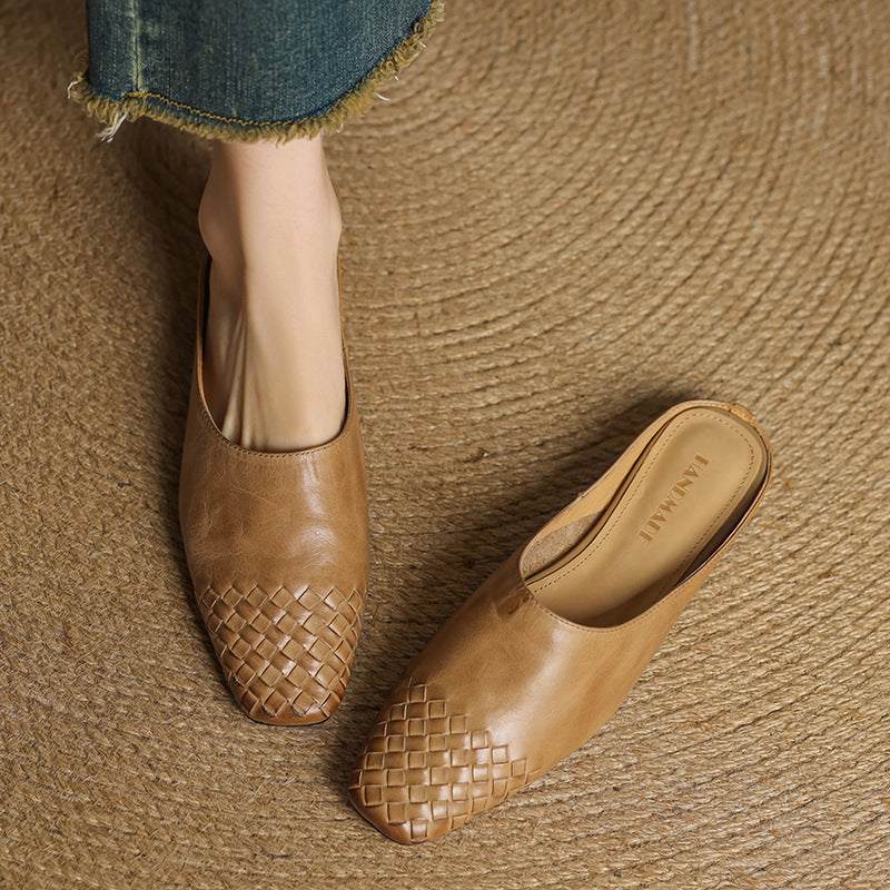 Georgia | Woven Leather Mules for Women